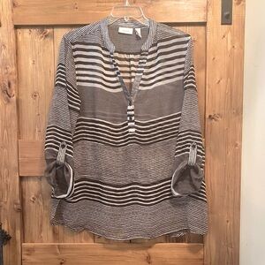 Chico's Black and White Striped Blouse